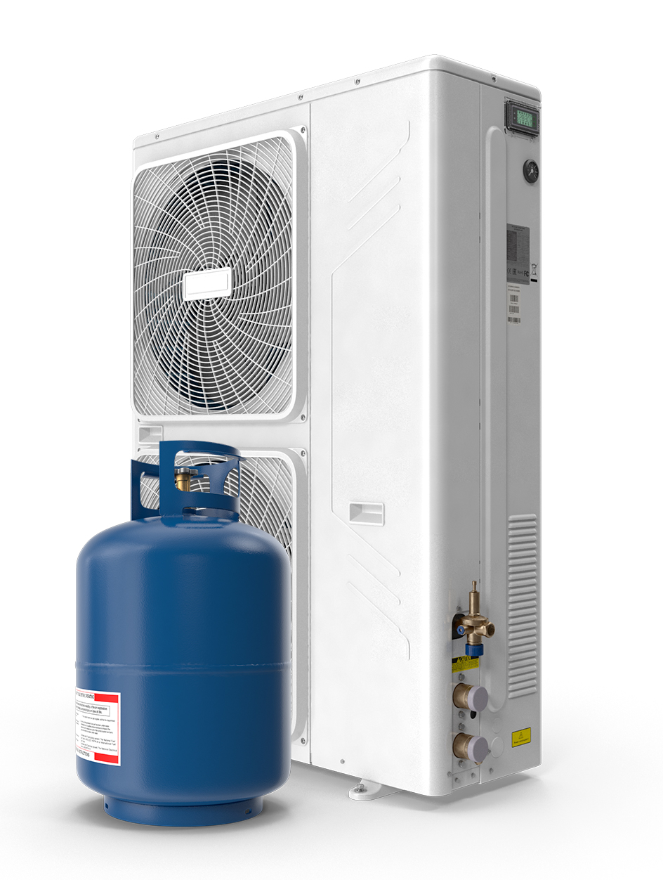 Equipamento de climatização industrial e botijão de gás